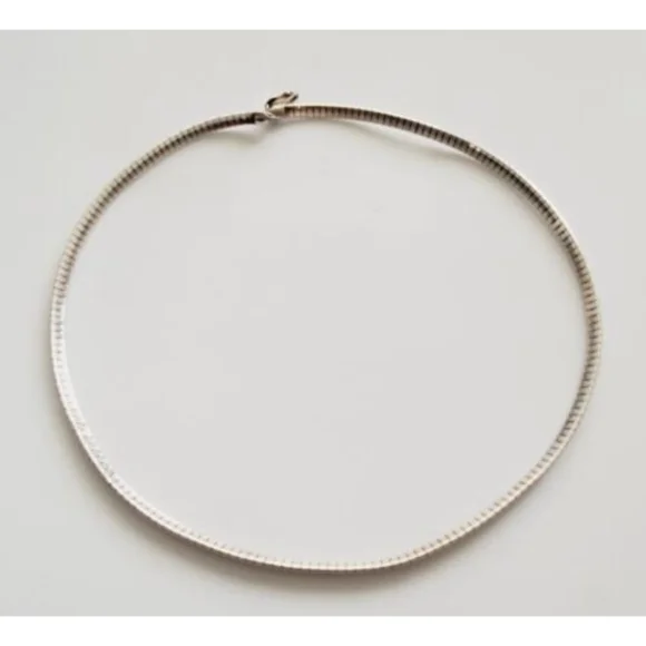 Vintage Sterling Omega Chain Choker Necklace 925 Silver Italy 18” 3mm